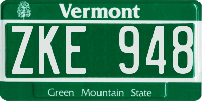 VT license plate ZKE948
