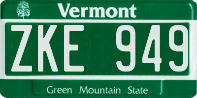 VT license plate ZKE949