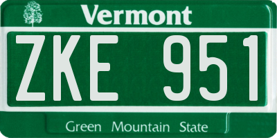 VT license plate ZKE951