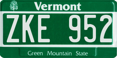 VT license plate ZKE952