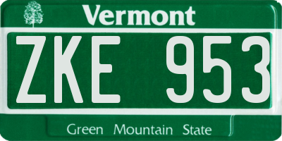 VT license plate ZKE953