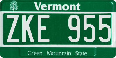 VT license plate ZKE955