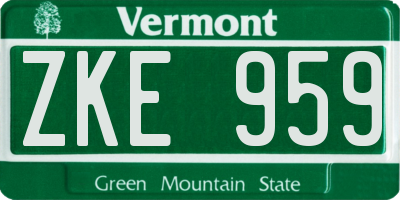 VT license plate ZKE959