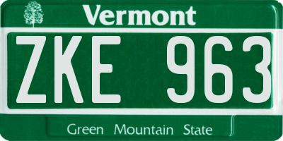 VT license plate ZKE963