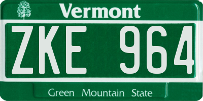 VT license plate ZKE964