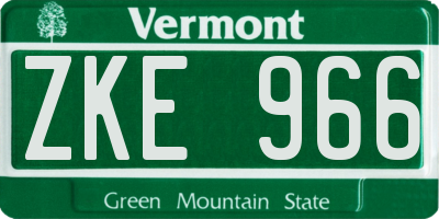 VT license plate ZKE966