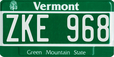 VT license plate ZKE968