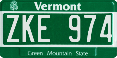 VT license plate ZKE974