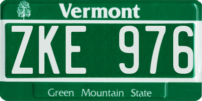 VT license plate ZKE976