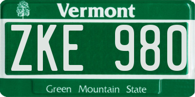 VT license plate ZKE980