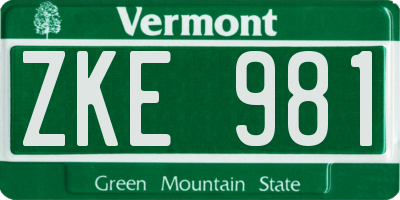 VT license plate ZKE981