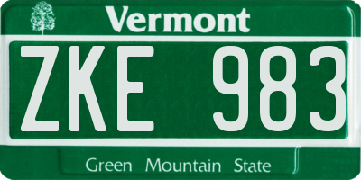 VT license plate ZKE983