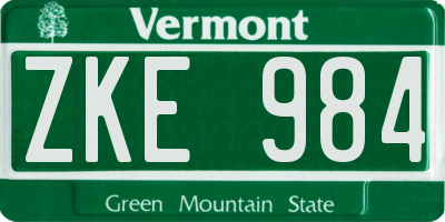 VT license plate ZKE984
