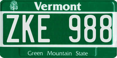 VT license plate ZKE988
