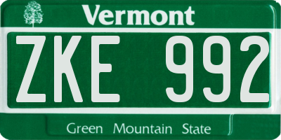VT license plate ZKE992
