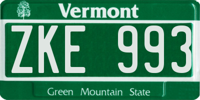 VT license plate ZKE993