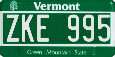 VT license plate ZKE995