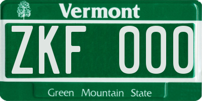 VT license plate ZKF000
