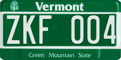 VT license plate ZKF004