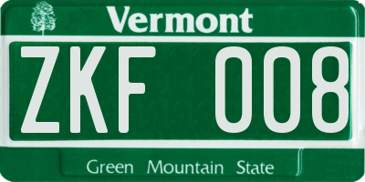 VT license plate ZKF008