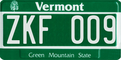 VT license plate ZKF009