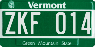 VT license plate ZKF014