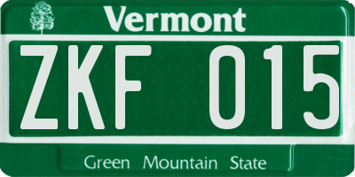 VT license plate ZKF015