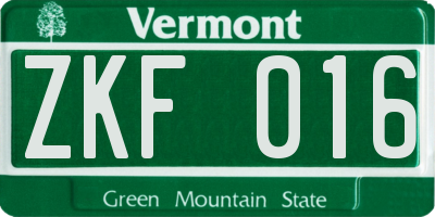 VT license plate ZKF016