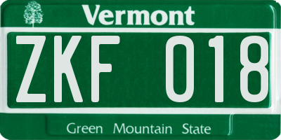 VT license plate ZKF018