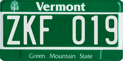 VT license plate ZKF019