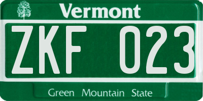 VT license plate ZKF023