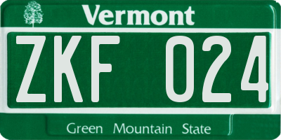 VT license plate ZKF024