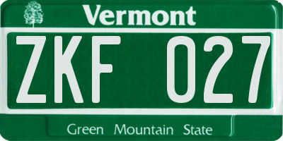 VT license plate ZKF027