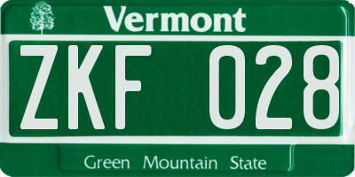 VT license plate ZKF028
