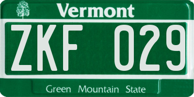 VT license plate ZKF029