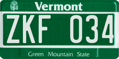 VT license plate ZKF034