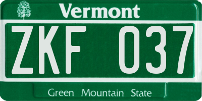 VT license plate ZKF037