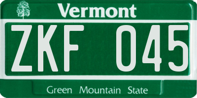 VT license plate ZKF045