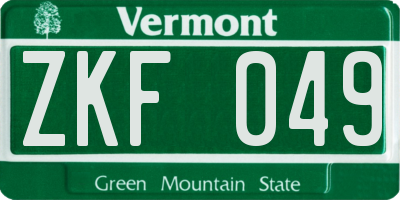 VT license plate ZKF049