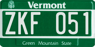VT license plate ZKF051