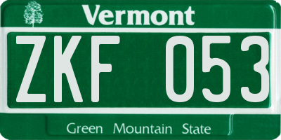 VT license plate ZKF053