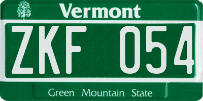 VT license plate ZKF054