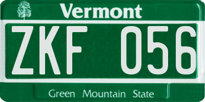 VT license plate ZKF056