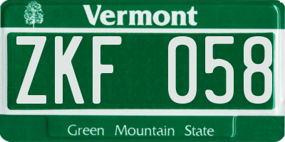 VT license plate ZKF058