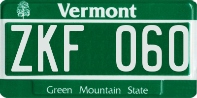 VT license plate ZKF060