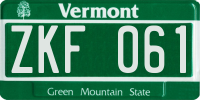 VT license plate ZKF061
