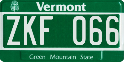 VT license plate ZKF066