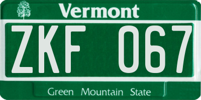 VT license plate ZKF067