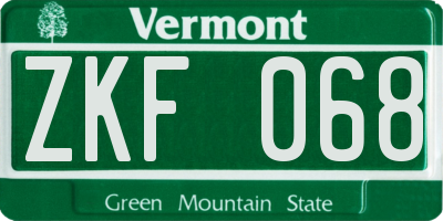 VT license plate ZKF068