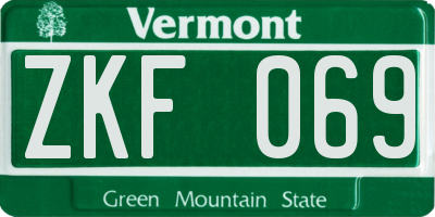 VT license plate ZKF069
